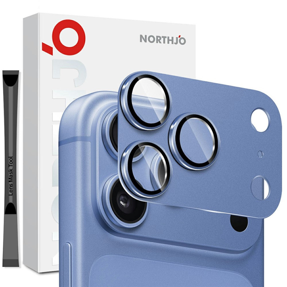 NORTHJO iPhone 18 Pro Kameralinsskydd Matt Metall/Glas - Blå