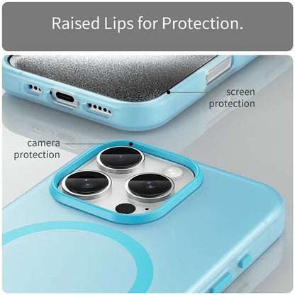 For iPhone 16 Pro Case Compatible with MagSafe TPU + PC Slim Matte Translucent Phone Cover - Blue