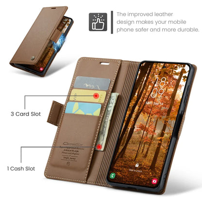 CASEME For Samsung Galaxy S26+ Case  023 Series RFID Blocking Glossy Stand Phone Cover - Brown