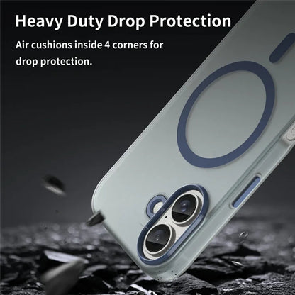 iPhone 16 Case Compatible with MagSafe TPU + PC Slim Matte Translucent Phone Cover - Dark Blue