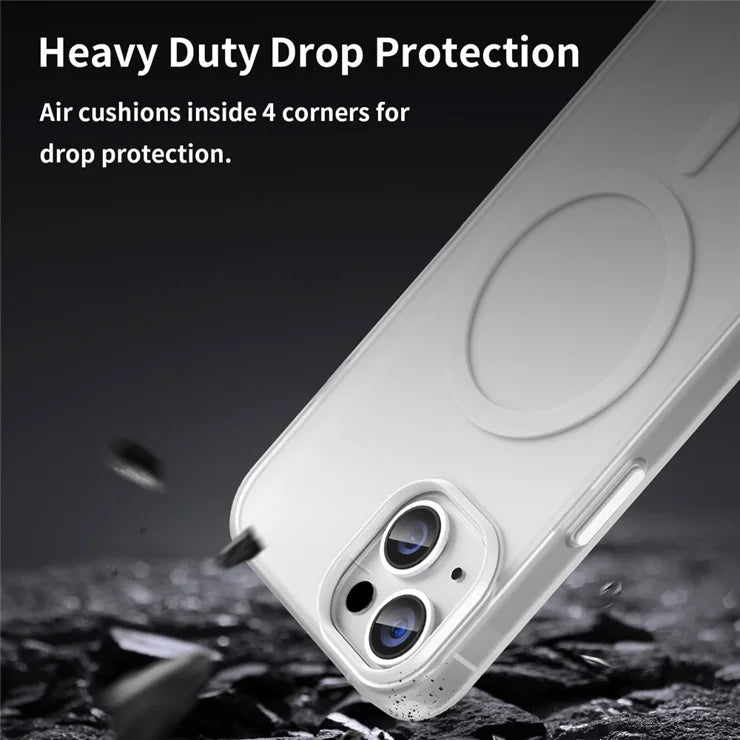 iPhone 14 Translucent Phone Case Matte Design Compatible with MagSafe Wireless Charging - White