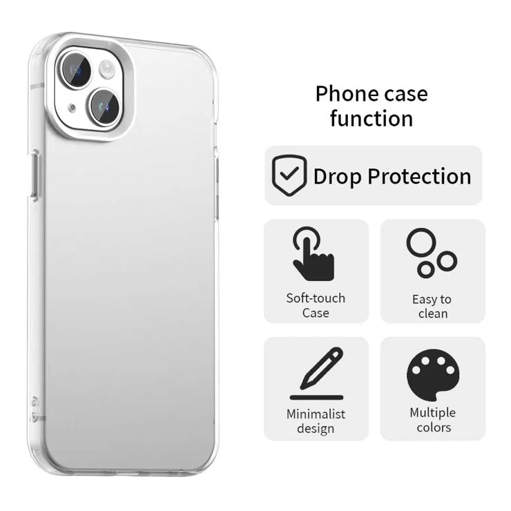 iPhone 15 Plus / 14 Plus -suojakuori, PC+TPU+PET, mattapintainen, putoamissuoja, puhelimen takakansi - valkoinen