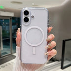 iPhone 17 Magnetic Clear Case PC + TPU Hybrid Phone Cover Compatible with MagSafe