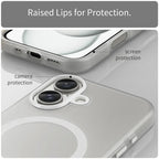 iPhone 16 Case Compatible with MagSafe TPU + PC Slim Matte Translucent Phone Cover - White