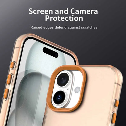 iPhone 16 Plus Case PC+TPU+PET Matte Anti-drop Phone Back Cover - Orange