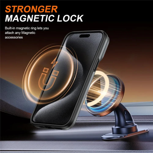 iPhone 15 Pro Case Magnetic Case Ring Kickstand Slide Camera Cover TPU PC Hybrid Phone Shell - Silver