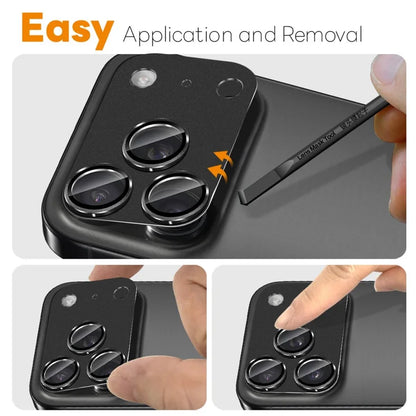 iPhone 17 Pro Camera Lens Protector Matte Integrated Metal Tempered Glass Lens Film - Black