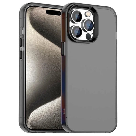 iPhone 15 Pro Max Case PC+TPU+PET Matte Anti-Drop Phone Back Cover - Black
