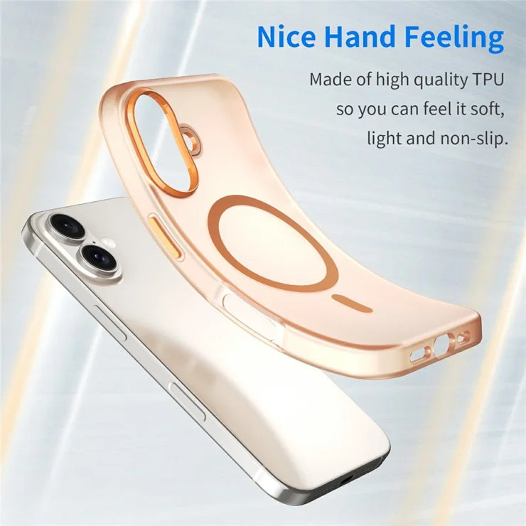 iPhone 16 Case Compatible with MagSafe TPU + PC Slim Matte Translucent Phone Cover - Orange