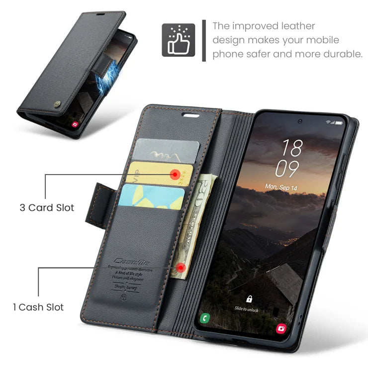 CASEME For Samsung Galaxy S26+ Case 023 Series RFID Blocking Glossy Stand Phone Cover - Black
