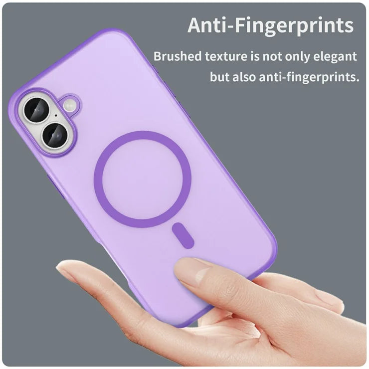 iPhone 16 Plus Case Compatible with MagSafe TPU + PC Slim Matte Translucent Phone Cover - Dark Purple