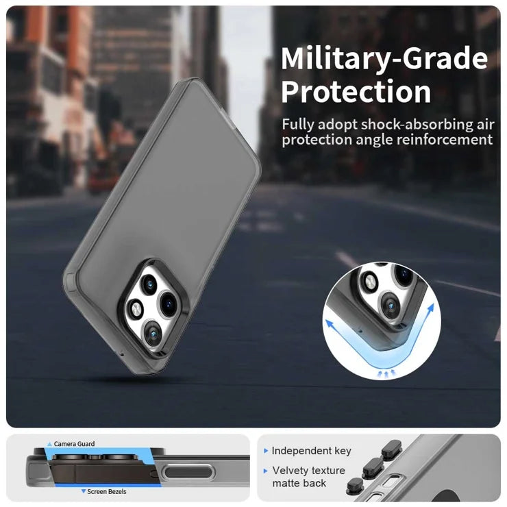 Matte Case For Motorola Edge 60 Neo 5G / 50 Neo 5G / S50 5G / ThinkPhone 25 5G PC+TPU+PET Anti-Drop Phone Back Cover - Black