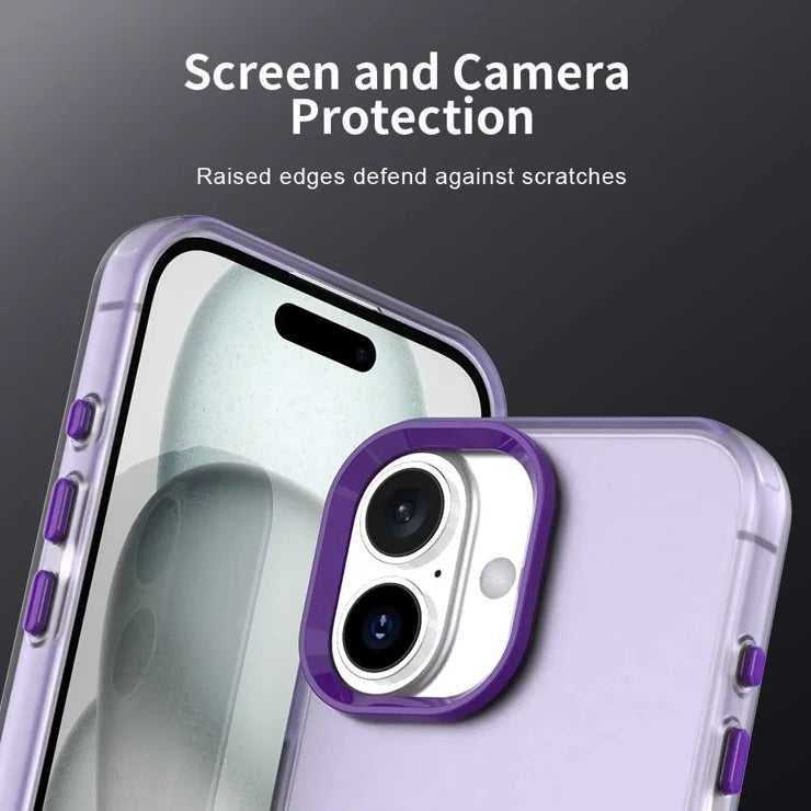 iPhone 16 Plus Case PC+TPU+PET Matte Anti-drop Phone Back Cover - Purple