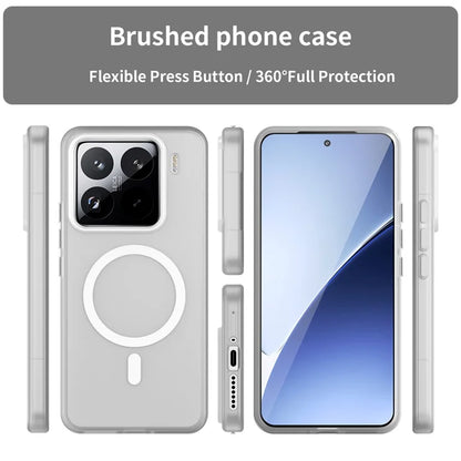 Xiaomi 15 Pro Magnetic Case TPU + PC Slim Matte Translucent Phone Cover - White