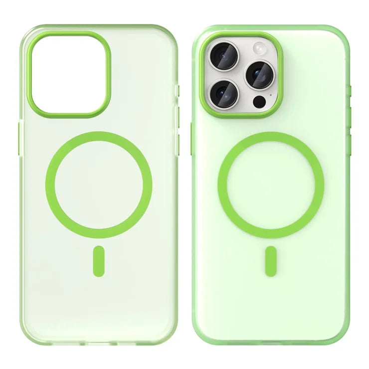 iPhone 15 Pro Max Translucent Case Magnetic Phone Cover Compatible with MagSafe - Fluorescent Green