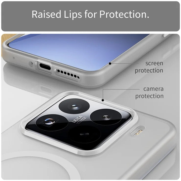 Xiaomi 15 Pro Magnetic Case TPU + PC Slim Matte Translucent Phone Cover - White