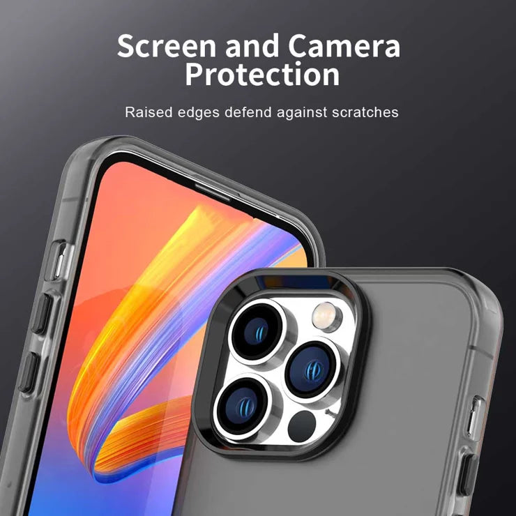 iPhone 15 Pro Case PC+TPU+PET Matte Anti-Drop Phone Back Cover - Black