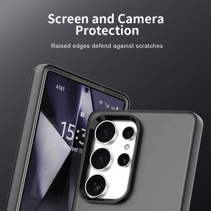 Samsung Galaxy S25 Ultra Case PC+TPU+PET Matte Anti-Drop Phone Back Cover - Black