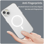 iPhone 15 Magnetic Case Matte Phone Cover Anti-Fingerprint Anti-Scratch - White