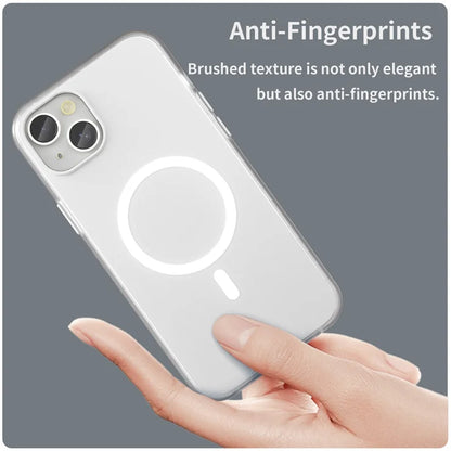 iPhone 15 Plus / 14 Plus Magnetic Case Translucent Matte Anti-Fingerprint Phone Cover - White