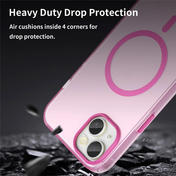 iPhone 15 Plus / 14 Plus Magnetic Case Translucent Matte Anti-Fingerprint Phone Cover - Pink