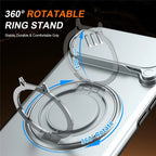 iPhone Air Magnetic Case Ring Kickstand Slide Camera Cover TPU PC Hybrid Phone Shell - Grey
