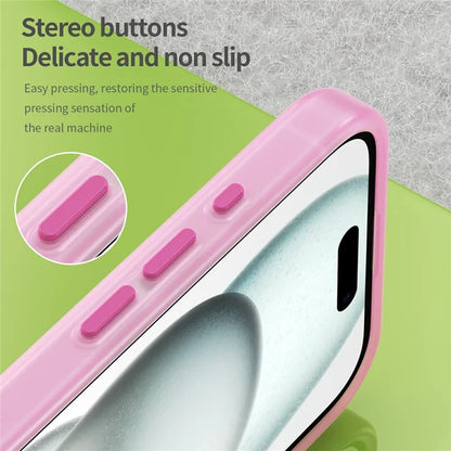iPhone 16 Case Compatible with MagSafe TPU + PC Slim Matte Translucent Phone Cover - Pink