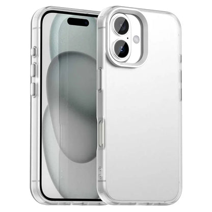 iPhone 16 Plus Case PC+TPU+PET Matte Anti-Drop Phone Back Cover - White