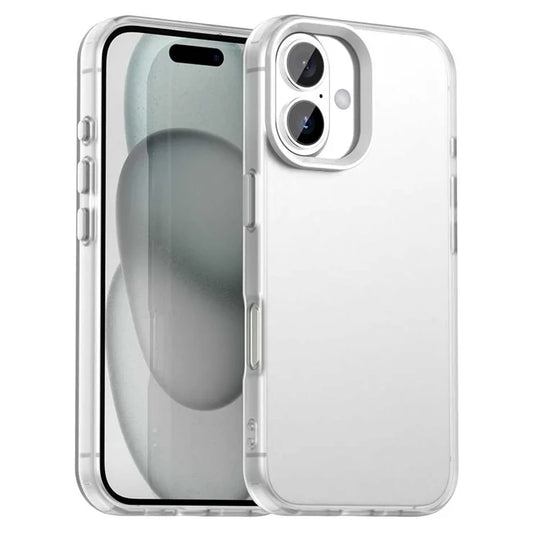 iPhone 16 Plus Case PC+TPU+PET Matte Anti-Drop Phone Back Cover - White