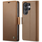 CASEME For Samsung Galaxy S26 Ultra Case 023 Series RFID Blocking Glossy Stand Phone Cover - Brown