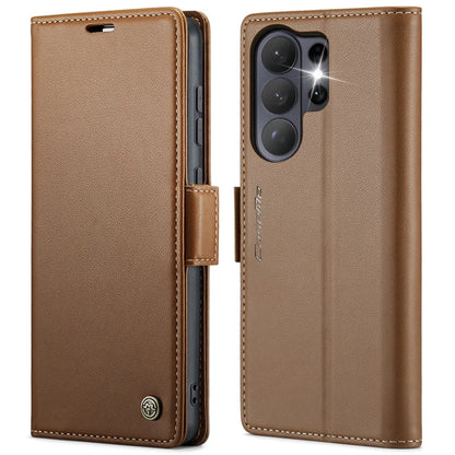 CASEME For Samsung Galaxy S26 Ultra Case  023 Series RFID Blocking Glossy Stand Phone Cover - Brown