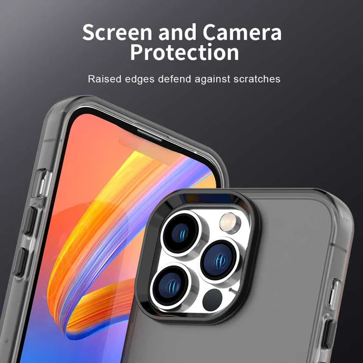 iPhone 14 Pro Case PC+TPU+PET Matte Anti-Drop Phone Back Cover - Black