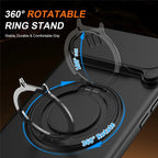 iPhone Air Magnetic Case Ring Kickstand Slide Camera Cover TPU PC Hybrid Phone Shell - Black