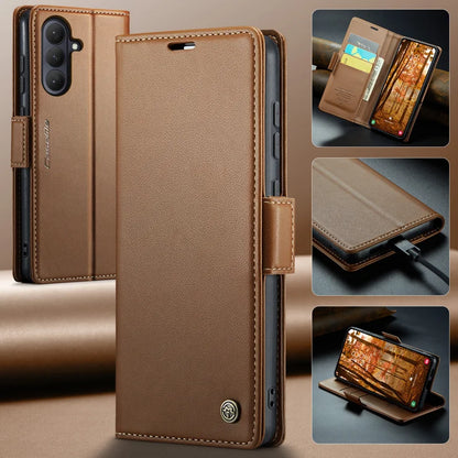 CASEME For Samsung Galaxy S26+ Case  023 Series RFID Blocking Glossy Stand Phone Cover - Brown