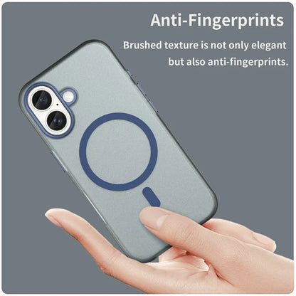 iPhone 16 Case Compatible with MagSafe TPU + PC Slim Matte Translucent Phone Cover - Dark Blue