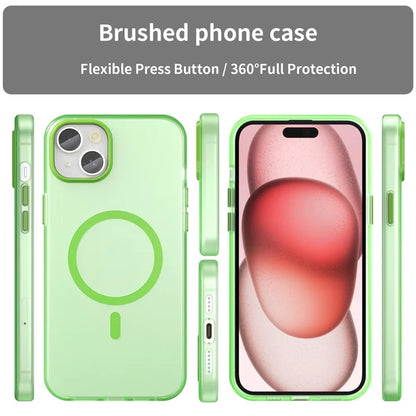 iPhone 15 Plus / 14 Plus Magnetic Case Translucent Matte Anti-Fingerprint Phone Cover - Fluorescent Green