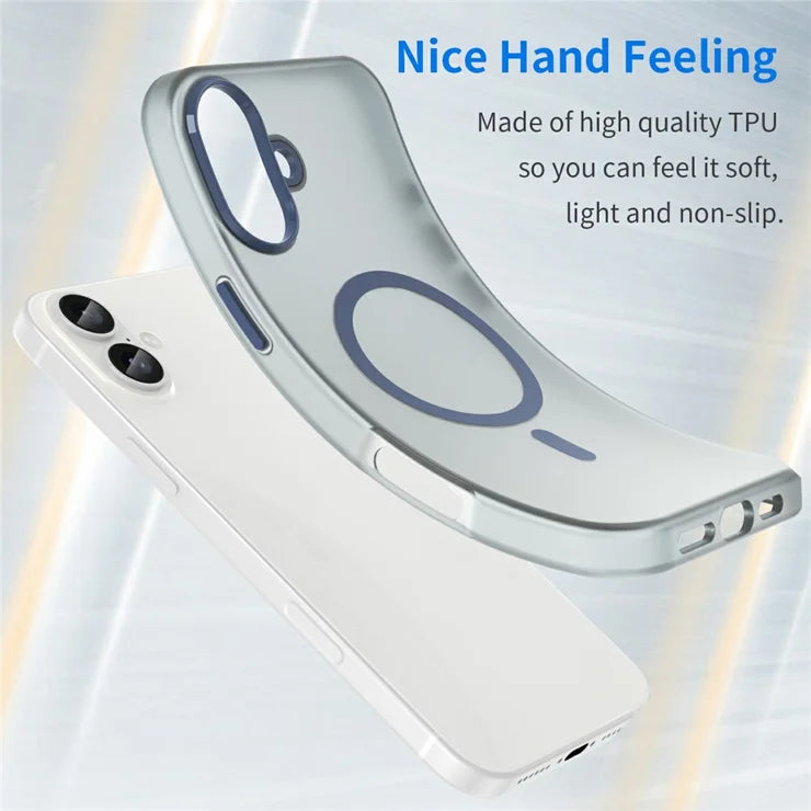 iPhone 16 Plus Case Compatible with MagSafe TPU + PC Slim Matte Translucent Phone Cover - Dark Blue
