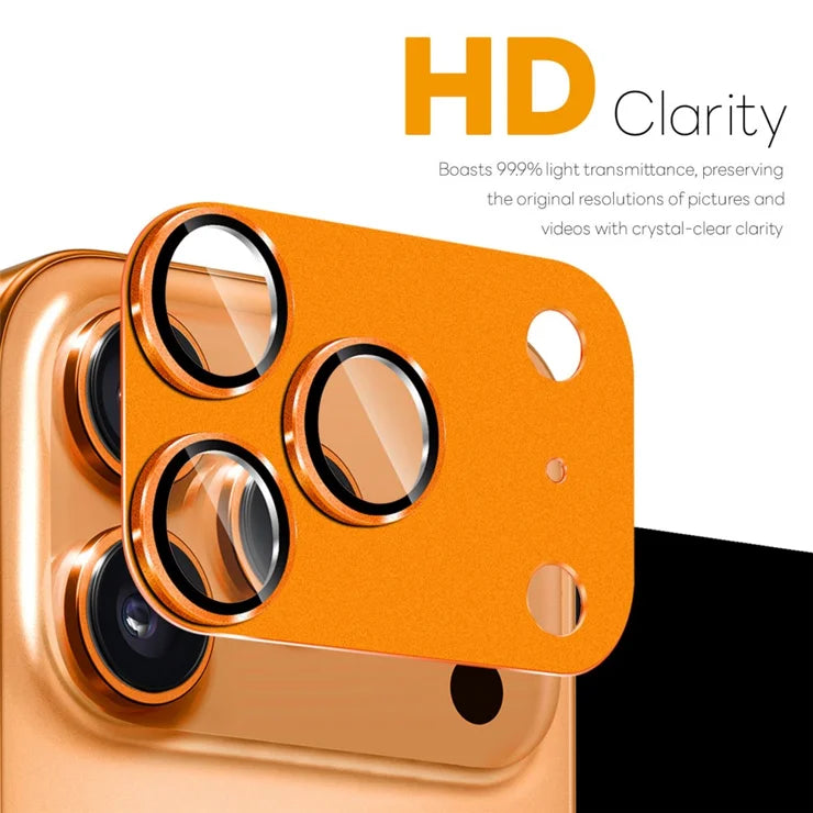 iPhone 17 Pro Max Camera Lens Protector Matte Integrated Metal Tempered Glass Lens Film - Orange
