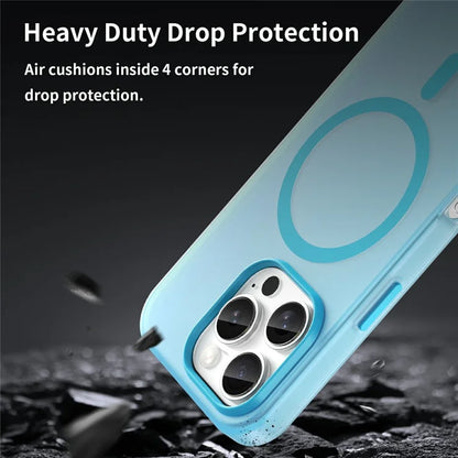 For iPhone 16 Pro Case Compatible with MagSafe TPU + PC Slim Matte Translucent Phone Cover - Blue