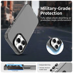 iPhone 16 Pro Max Case PC+TPU+PET Matte Anti-Drop Phone Back Cover - Black