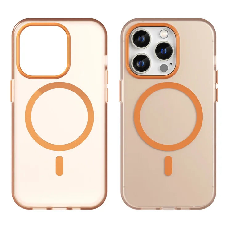 Magnetic Case for iPhone 14 Pro Max Compatible with MagSafe Translucent Matte Back Cover - Orange