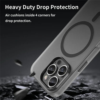 iPhone 16 Pro Case Compatible with MagSafe TPU + PC Slim Matte Translucent Phone Cover - Black