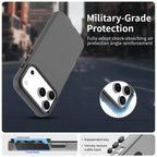 iPhone 17 Pro Max Case PC + TPU + PET Matte Anti-Drop Phone Back Cover - Black