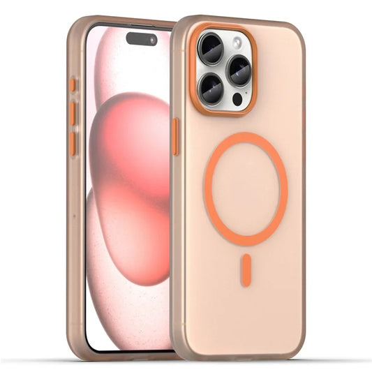 iPhone 15 Pro Max Translucent Case Magnetic Phone Cover Compatible with MagSafe - Orange