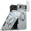 iPhone Air Magnetic Case Ring Kickstand Slide Camera Cover TPU PC Hybrid Phone Shell - Grey