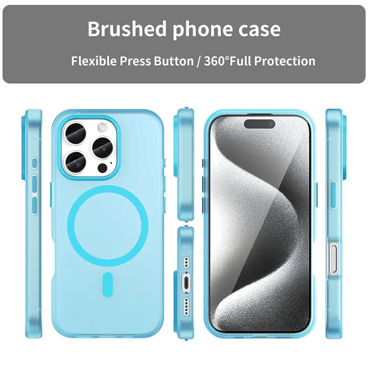 For iPhone 16 Pro Case Compatible with MagSafe TPU + PC Slim Matte Translucent Phone Cover - Blue