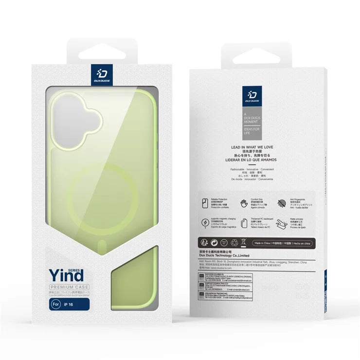 DUX DUCIS Yind Series For iPhone 16 Matte Case Compatible with MagSafe PC+TPU Phone Cover - Green