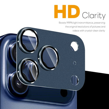 iPhone 17 Pro Max Camera Lens Protector Matte Integrated Metal Tempered Glass Lens Film - Blue