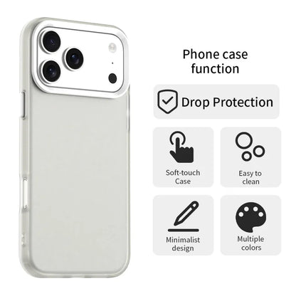 iPhone 17 Pro Case PC + TPU + PET Matte Anti-Drop Phone Back Cover - White