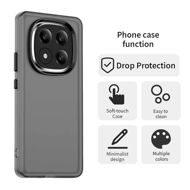 Xiaomi Redmi Note 14 Pro+ 5G Case PC+TPU+PET Matte Anti-Drop Phone Back Cover - Black
